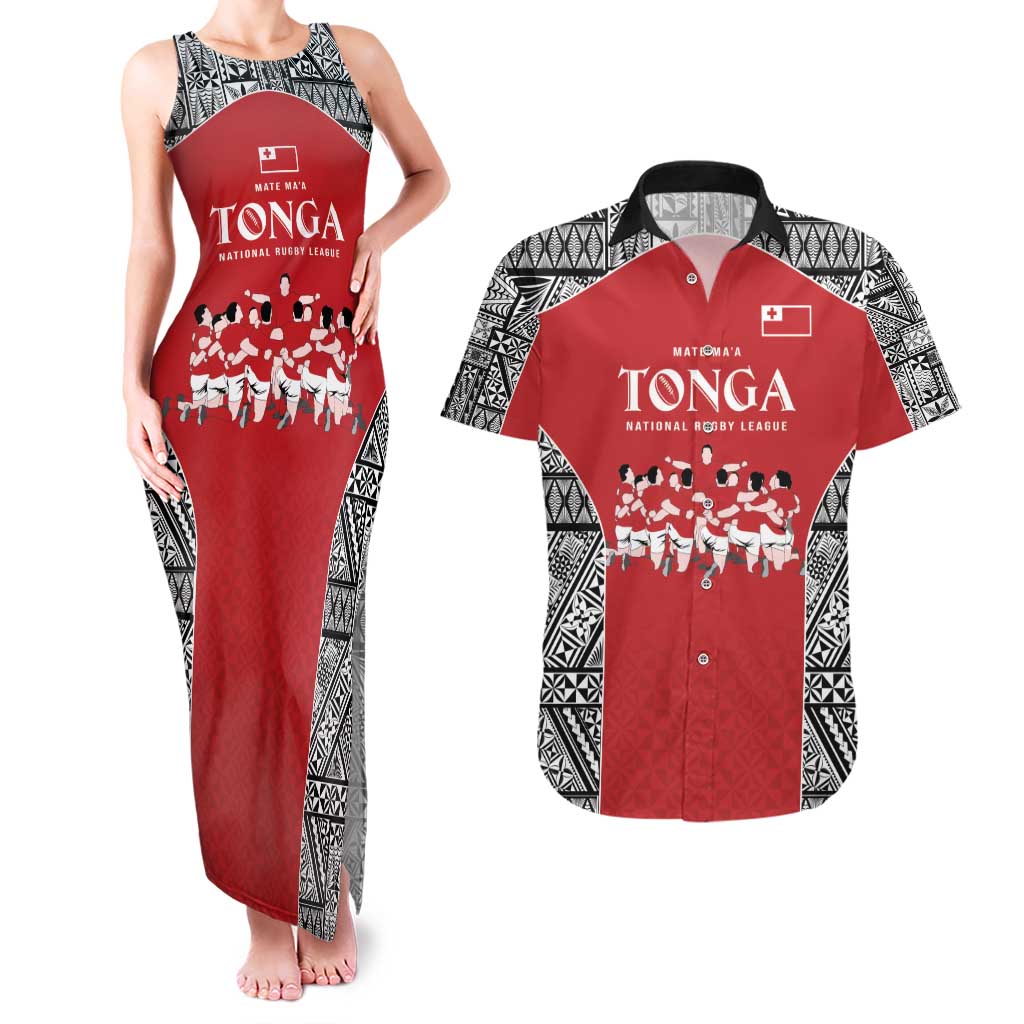 Custom Tonga Rugby Mate Ma'a Couples Matching Tank Maxi Dress and Hawaiian Shirt Tonga XIII Make History Pacific Champions