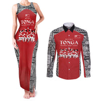Custom Tonga Rugby Mate Ma'a Couples Matching Tank Maxi Dress and Long Sleeve Button Shirt Tonga XIII Make History Pacific Champions