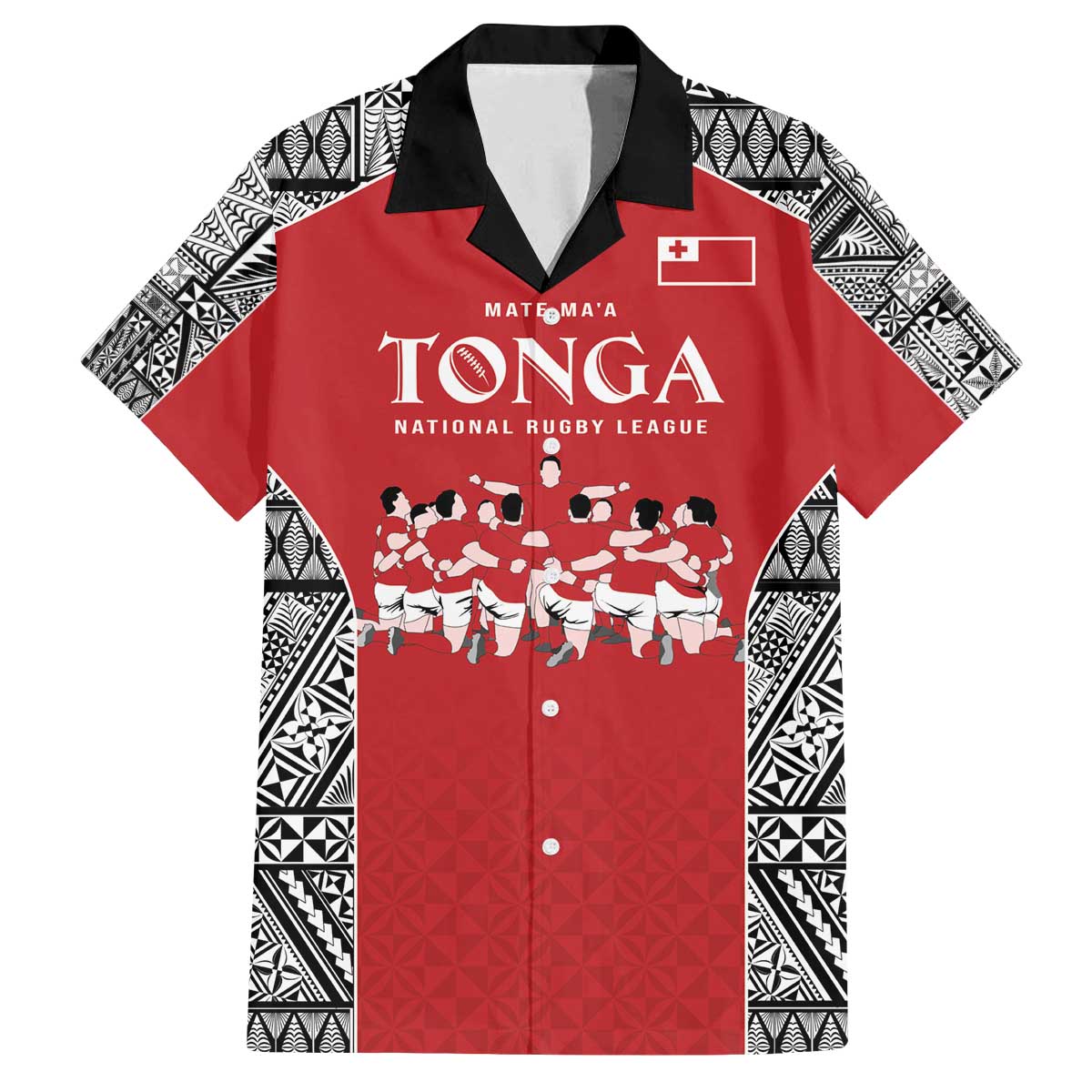 Custom Tonga Rugby Mate Ma'a Family Matching Off The Shoulder Long Sleeve Dress and Hawaiian Shirt Tonga XIII Make History Pacific Champions LT9 Dad's Shirt - Short Sleeve Red - Polynesian Pride