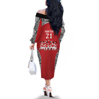 Custom Tonga Rugby Mate Ma'a Family Matching Off The Shoulder Long Sleeve Dress and Hawaiian Shirt Tonga XIII Make History Pacific Champions LT9 - Polynesian Pride