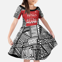 Custom Tonga Rugby Mate Ma'a Kid Short Sleeve Dress Tonga XIII Make History Pacific Champions