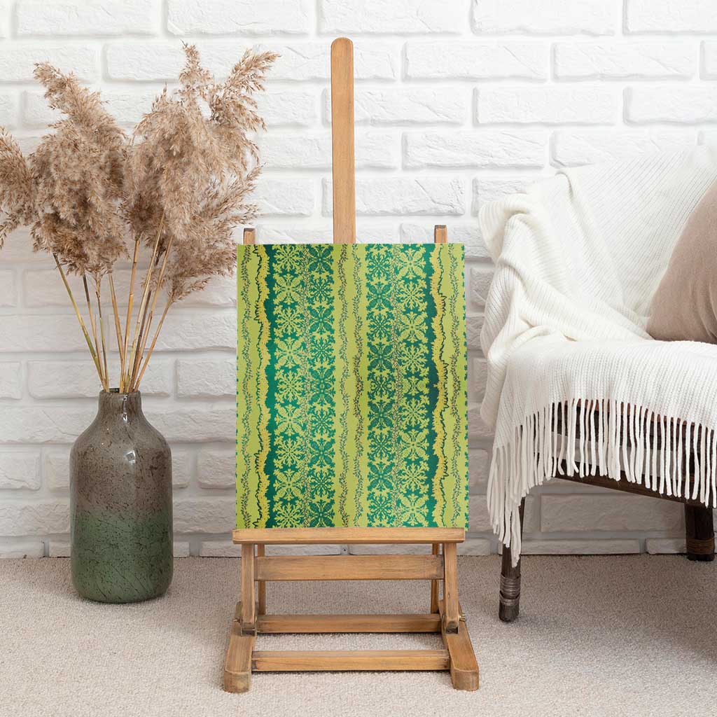 Hawaii Lei with Tribal Quilt Motif Canvas Wall Art