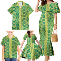 Hawaii Lei with Tribal Quilt Motif Family Matching Mermaid Dress and Hawaiian Shirt LT9 - Polynesian Pride