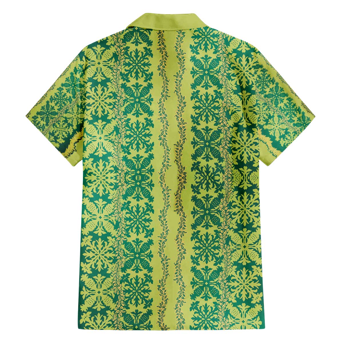 Hawaii Lei with Tribal Quilt Motif Family Matching Off The Shoulder Long Sleeve Dress and Hawaiian Shirt LT9 - Polynesian Pride