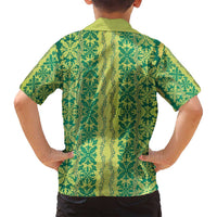 Hawaii Lei with Tribal Quilt Motif Family Matching Off Shoulder Maxi Dress and Hawaiian Shirt LT9 - Polynesian Pride