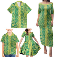 Hawaii Lei with Tribal Quilt Motif Family Matching Puletasi and Hawaiian Shirt LT9 - Polynesian Pride