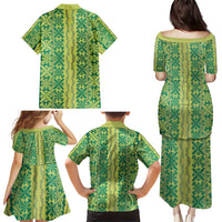 Hawaii Lei with Tribal Quilt Motif Family Matching Puletasi and Hawaiian Shirt LT9 - Polynesian Pride