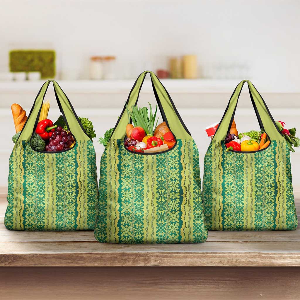 Hawaii Lei with Tribal Quilt Motif Grocery Bag