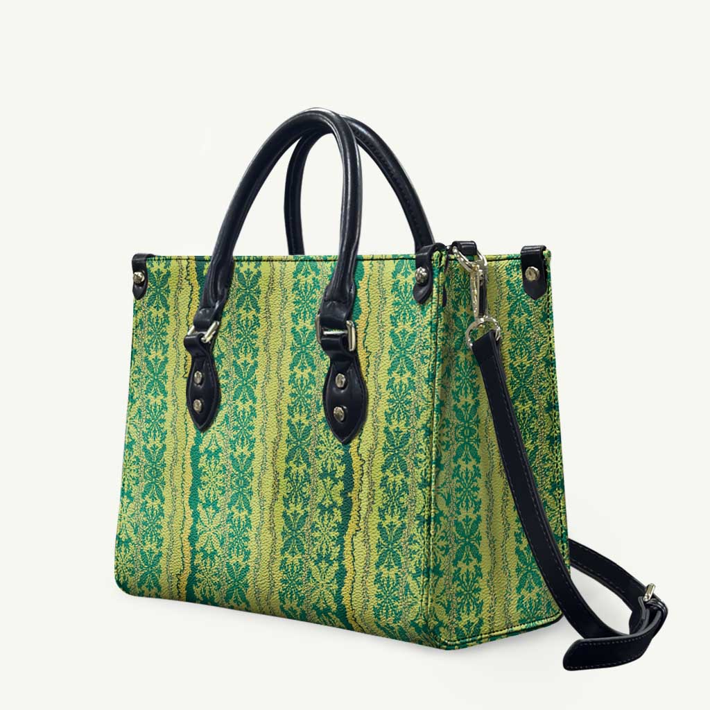 Hawaii Lei with Tribal Quilt Motif Leather Bag - Polynesian Pride