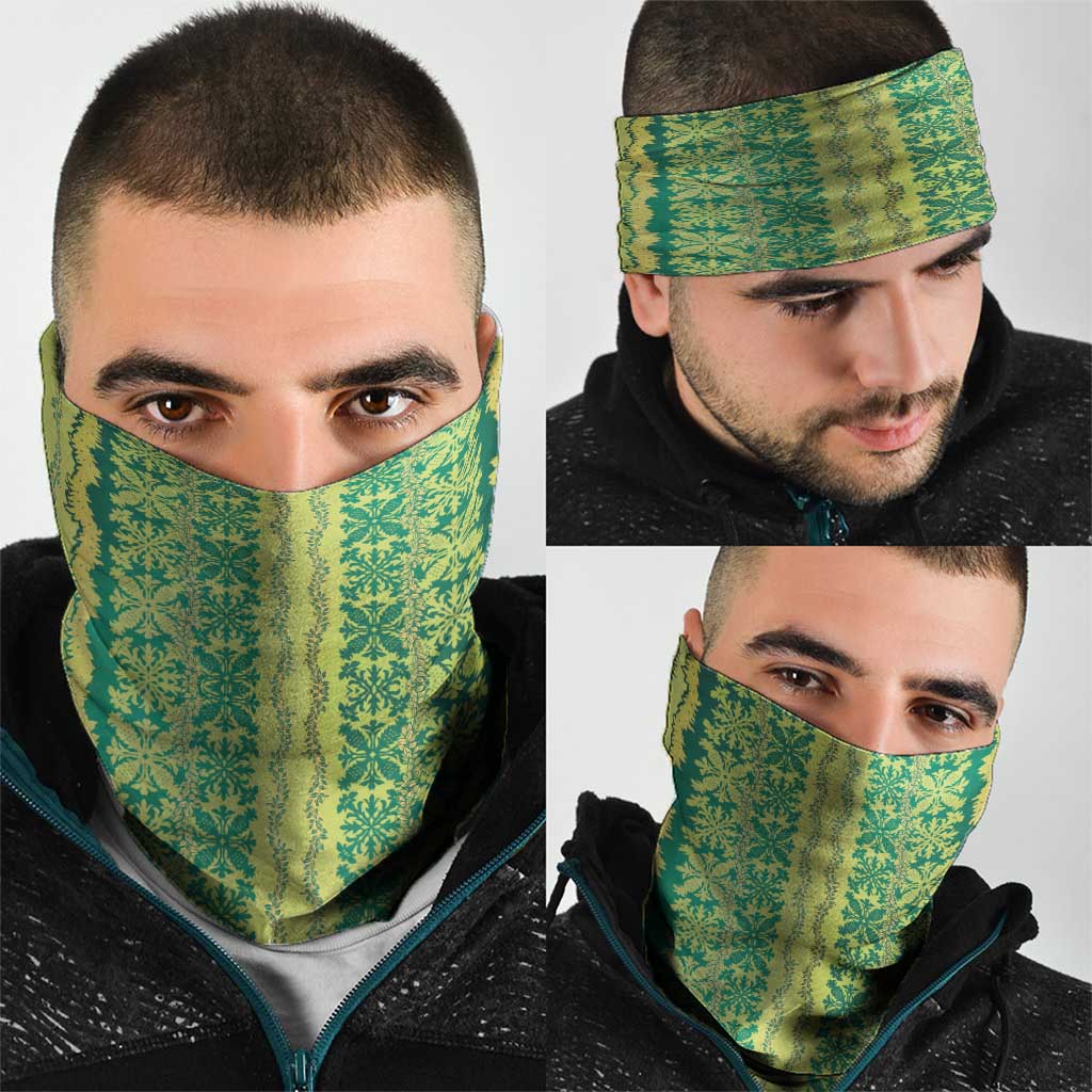 Hawaii Lei with Tribal Quilt Motif Neck Gaiter - Polynesian Pride
