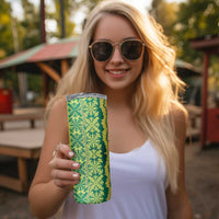 Hawaii Lei with Tribal Quilt Motif Skinny Tumbler