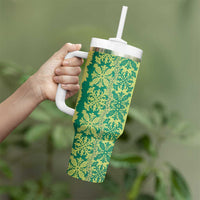 Hawaii Lei with Tribal Quilt Motif Tumbler With Handle