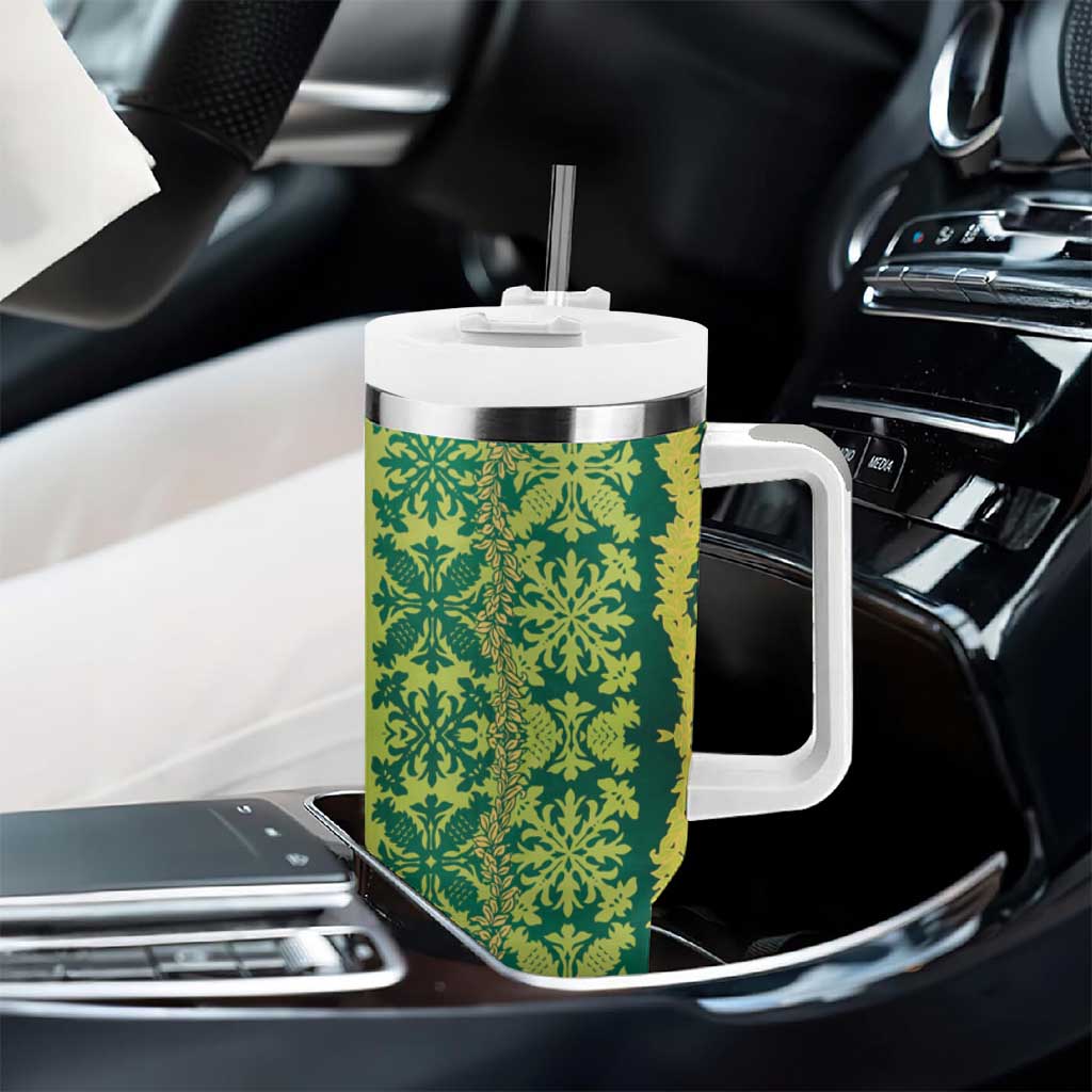Hawaii Lei with Tribal Quilt Motif Tumbler With Handle