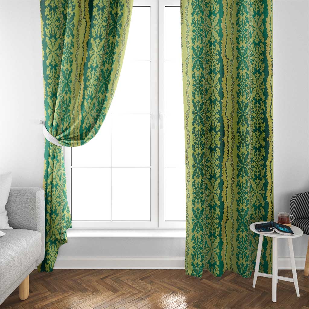Hawaii Lei with Tribal Quilt Motif Window Curtain
