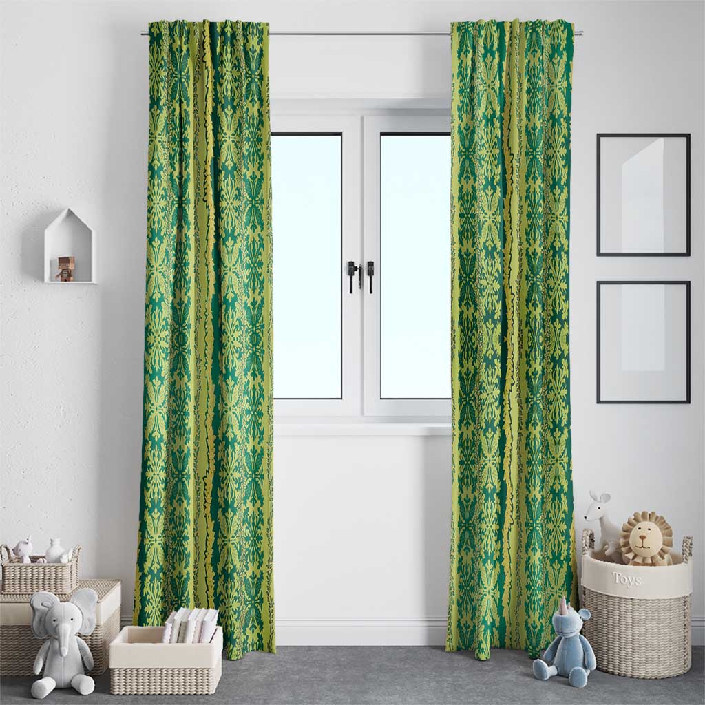 Hawaii Lei with Tribal Quilt Motif Window Curtain