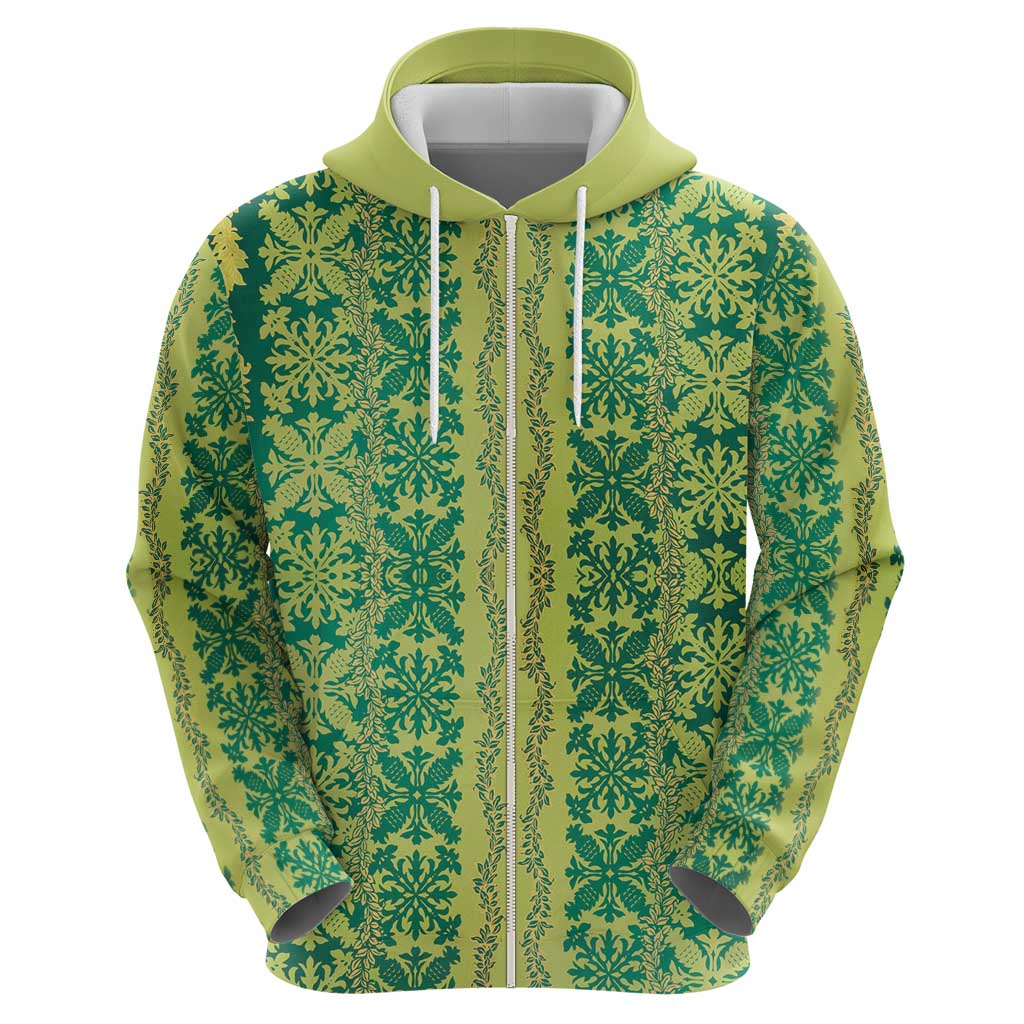 Hawaii Lei with Tribal Quilt Motif Zip Hoodie