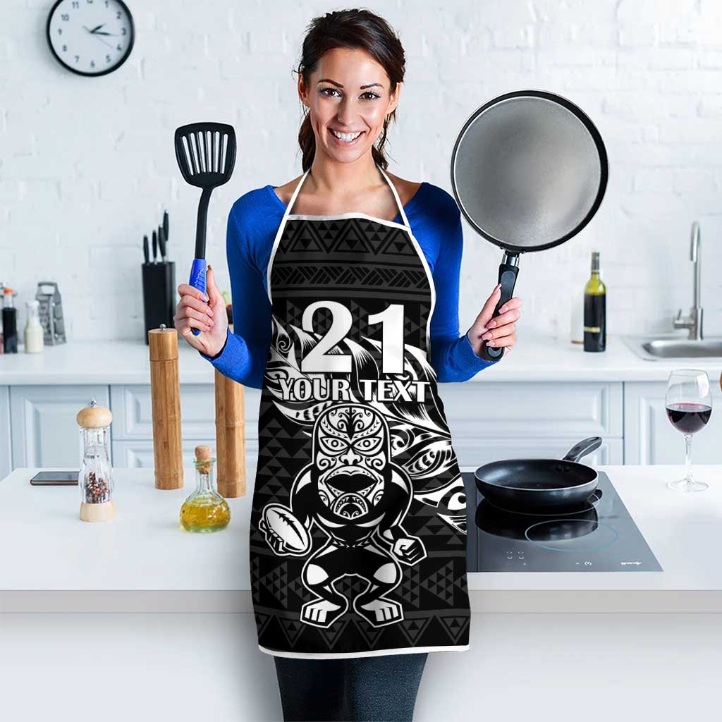 New Zealand Rugby Warrior Custom Apron Black Fern Taniko Motif - Polynesian Pride