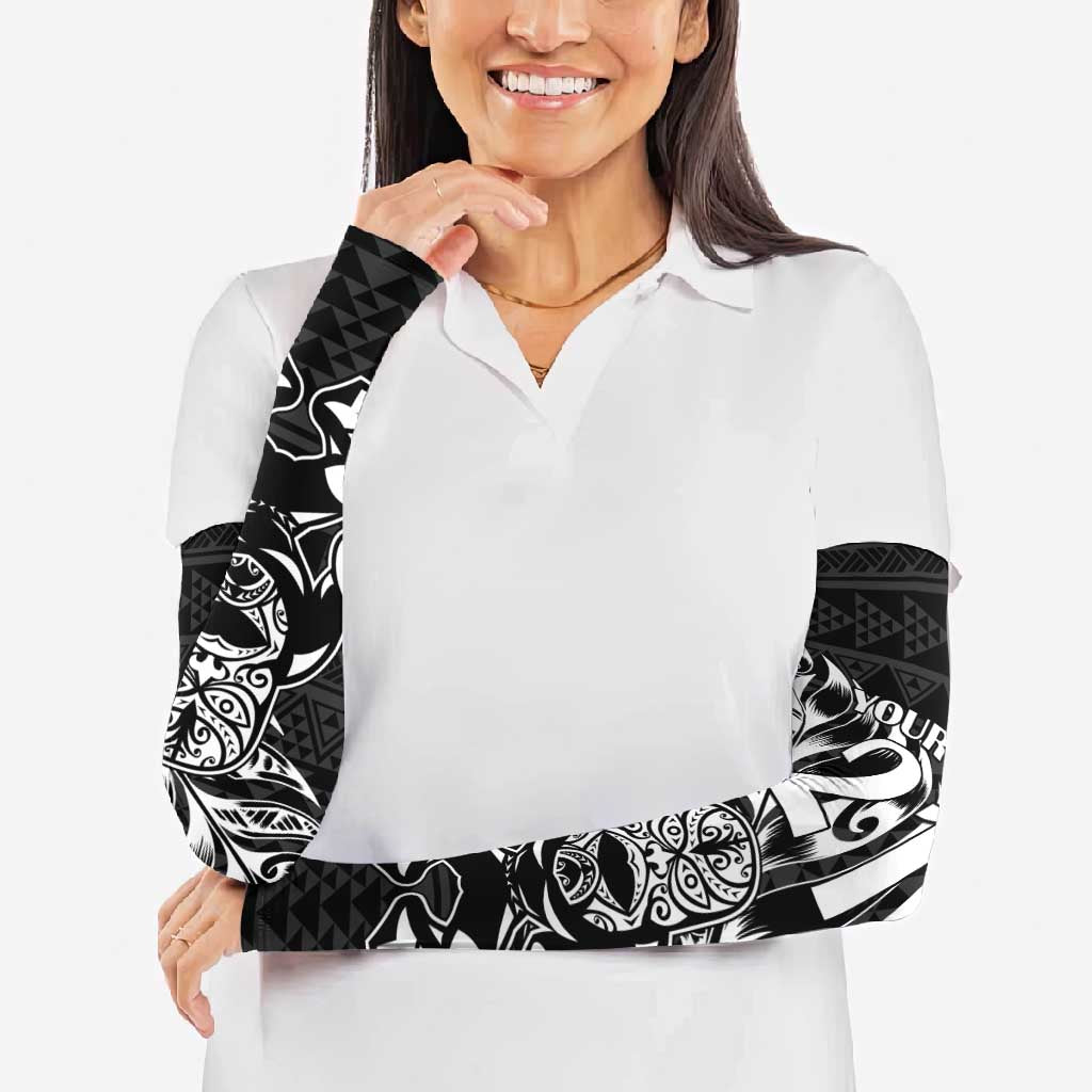 New Zealand Rugby Warrior Custom Arm Sleeves Black Fern Taniko Motif - Polynesian Pride