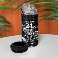 New Zealand Rugby Warrior Custom 4 in 1 Can Cooler Tumbler Black Fern Taniko Motif LT9 - Polynesian Pride