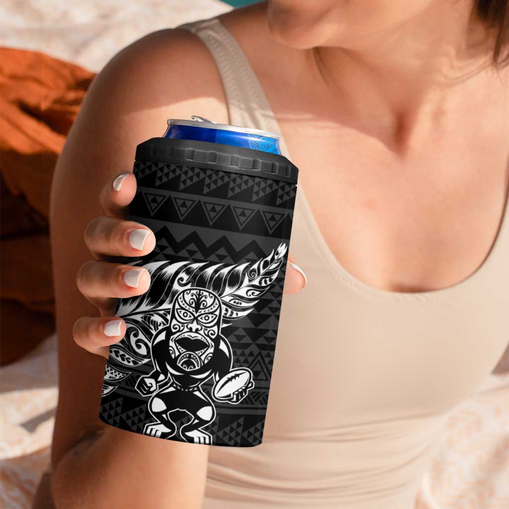 New Zealand Rugby Warrior Custom 4 in 1 Can Cooler Tumbler Black Fern Taniko Motif LT9 - Polynesian Pride
