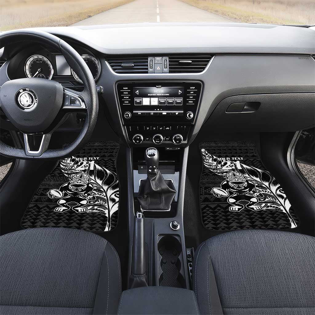 New Zealand Rugby Warrior Custom Car Mats Black Fern Taniko Motif
