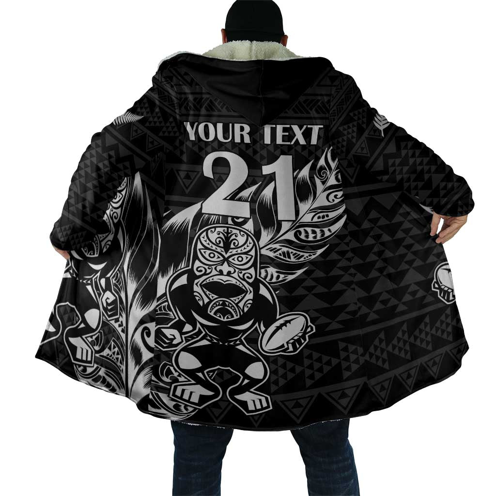 New Zealand Rugby Warrior Custom Cloak Black Fern Taniko Motif - Polynesian Pride