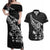 New Zealand Rugby Warrior Custom Couples Matching Off Shoulder Maxi Dress and Hawaiian Shirt Black Fern Taniko Motif