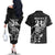 New Zealand Rugby Warrior Custom Couples Matching Off The Shoulder Long Sleeve Dress and Hawaiian Shirt Black Fern Taniko Motif