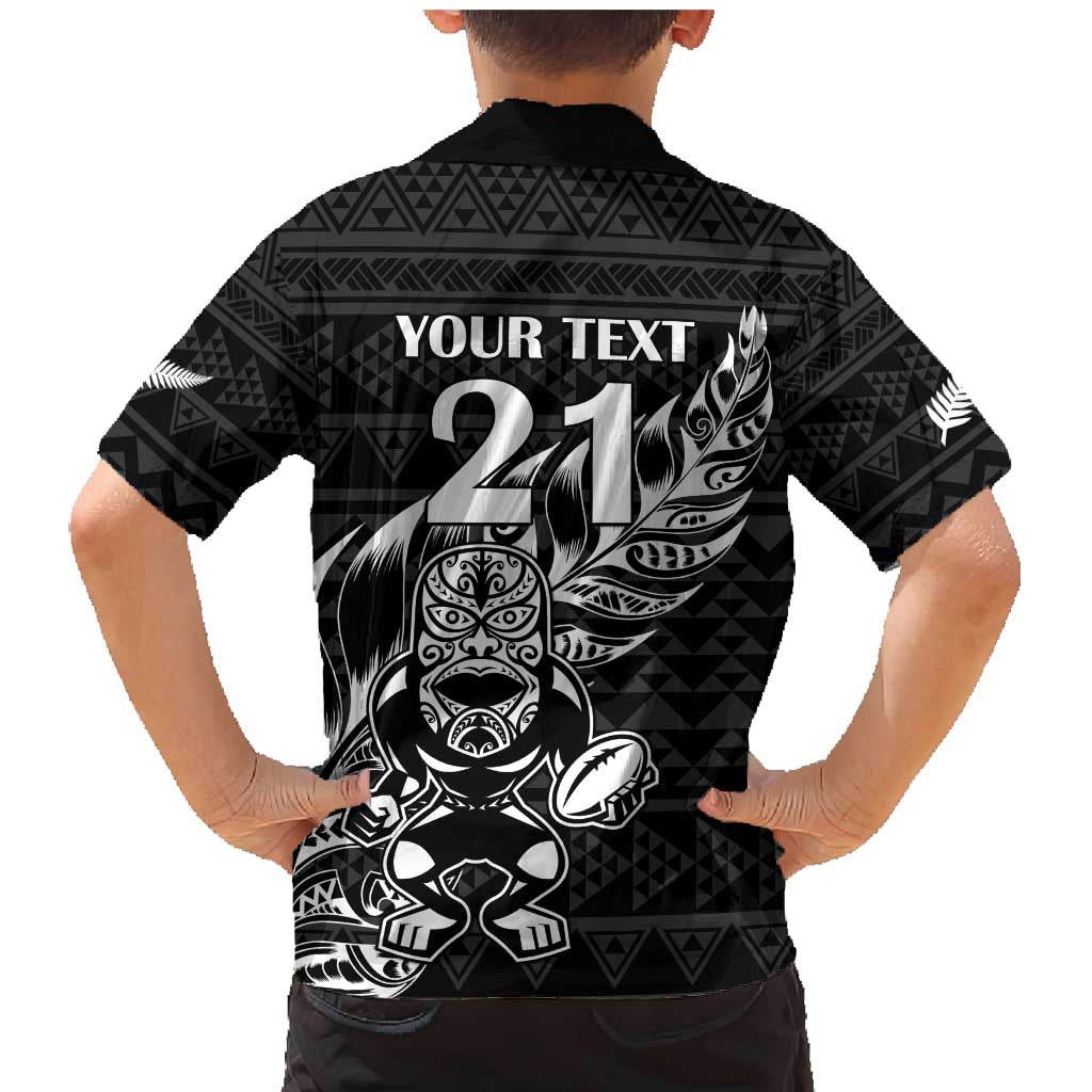 New Zealand Rugby Warrior Custom Family Matching Mermaid Dress and Hawaiian Shirt Black Fern Taniko Motif LT9 - Polynesian Pride