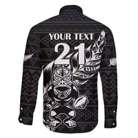 New Zealand Rugby Warrior Custom Family Matching Mermaid Dress and Hawaiian Shirt Black Fern Taniko Motif LT9 - Polynesian Pride