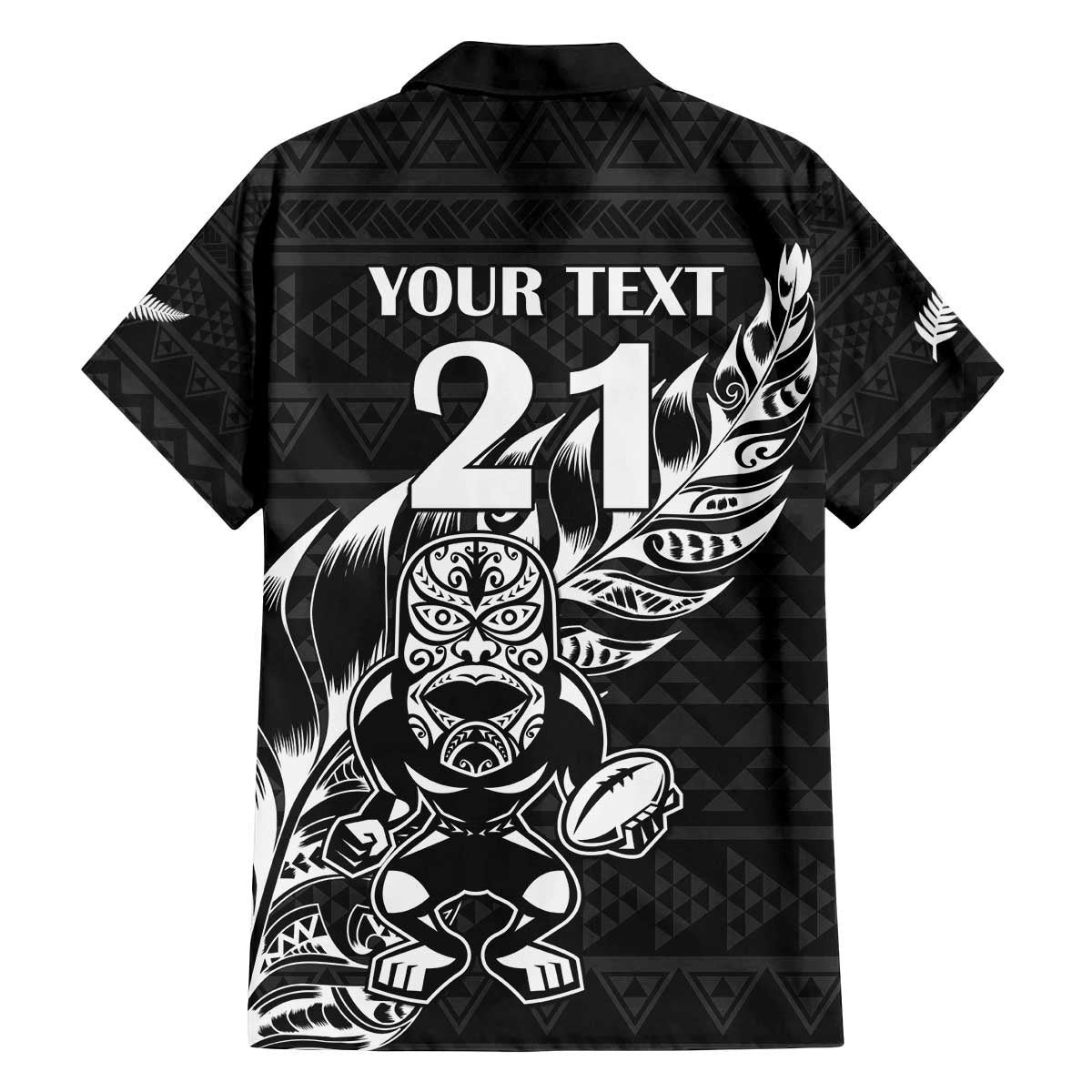 New Zealand Rugby Warrior Custom Family Matching Off The Shoulder Long Sleeve Dress and Hawaiian Shirt Black Fern Taniko Motif LT9 - Polynesian Pride