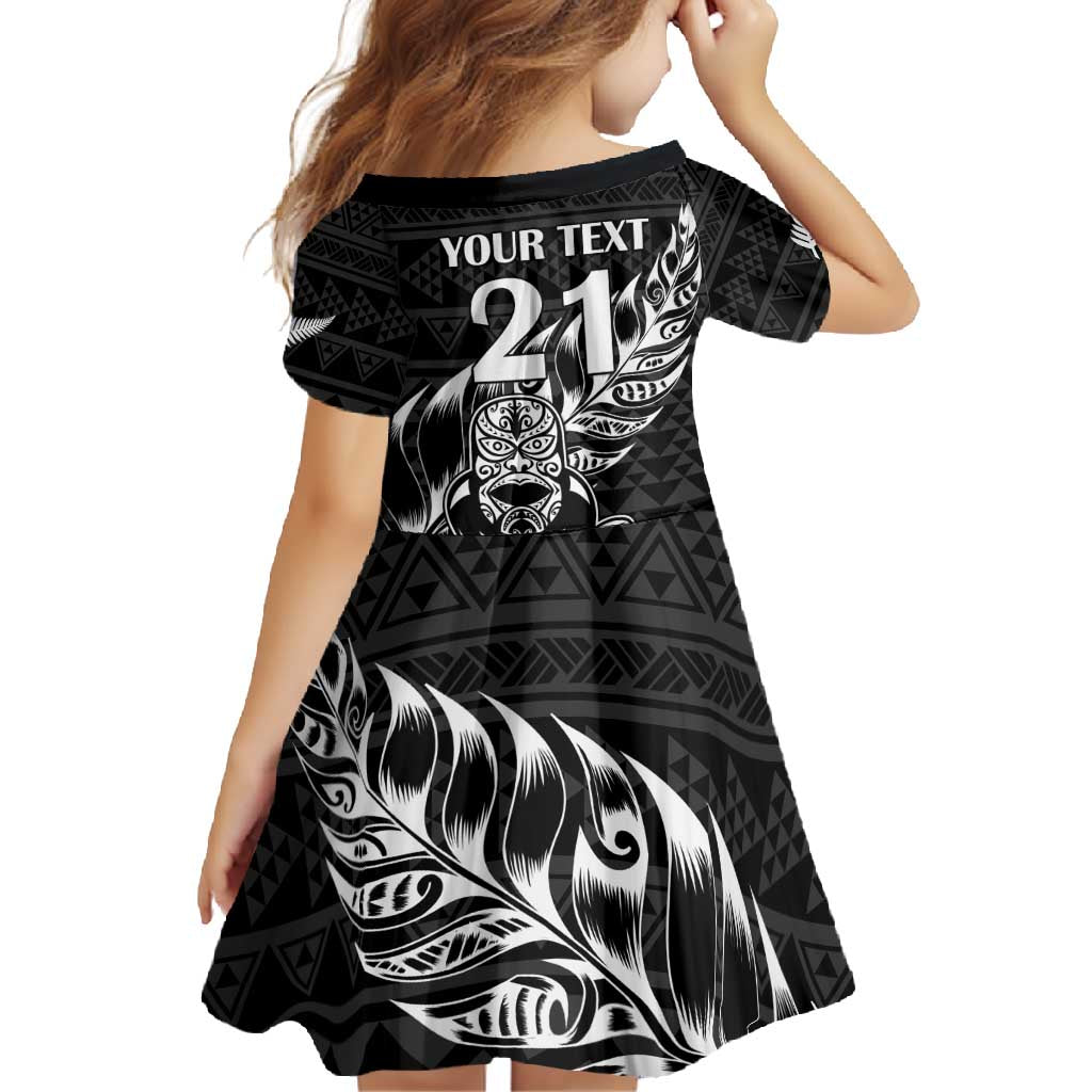 New Zealand Rugby Warrior Custom Family Matching Off Shoulder Maxi Dress and Hawaiian Shirt Black Fern Taniko Motif LT9 - Polynesian Pride