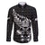 New Zealand Rugby Warrior Custom Family Matching Off Shoulder Short Dress and Hawaiian Shirt Black Fern Taniko Motif