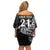 New Zealand Rugby Warrior Custom Family Matching Off Shoulder Short Dress and Hawaiian Shirt Black Fern Taniko Motif