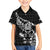 New Zealand Rugby Warrior Custom Family Matching Off Shoulder Short Dress and Hawaiian Shirt Black Fern Taniko Motif
