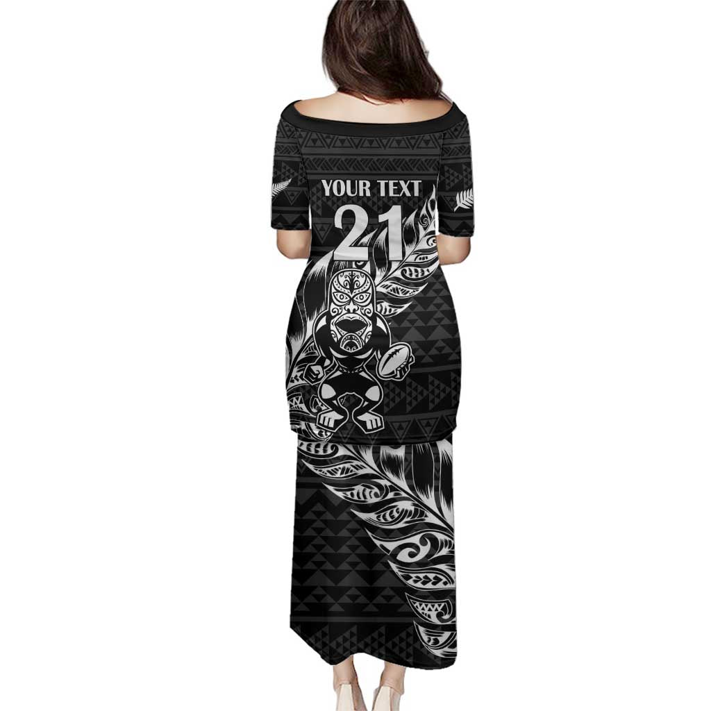 New Zealand Rugby Warrior Custom Family Matching Puletasi and Hawaiian Shirt Black Fern Taniko Motif LT9 - Polynesian Pride
