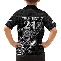 New Zealand Rugby Warrior Custom Family Matching Summer Maxi Dress and Hawaiian Shirt Black Fern Taniko Motif LT9 - Polynesian Pride