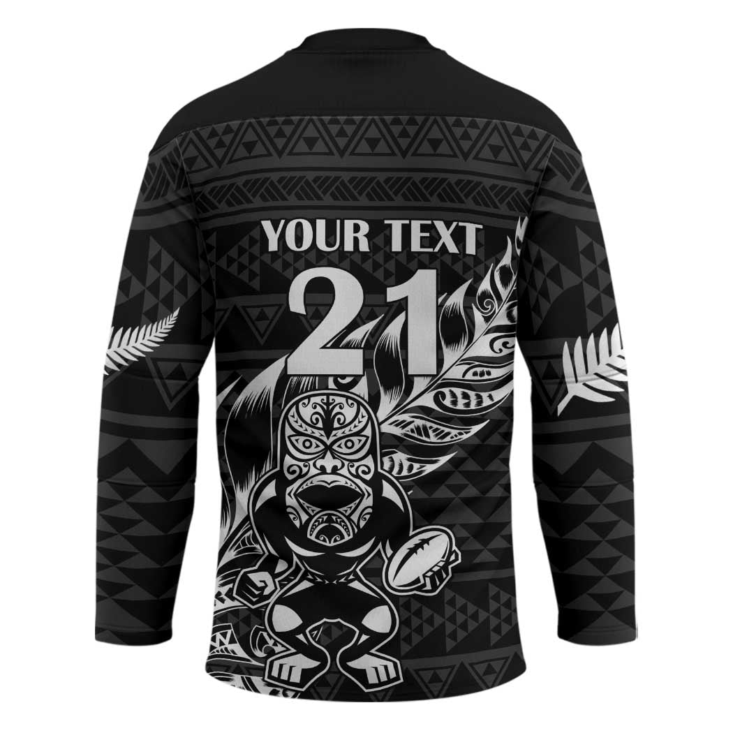 New Zealand Rugby Warrior Custom Hockey Jersey Black Fern Taniko Motif - Polynesian Pride