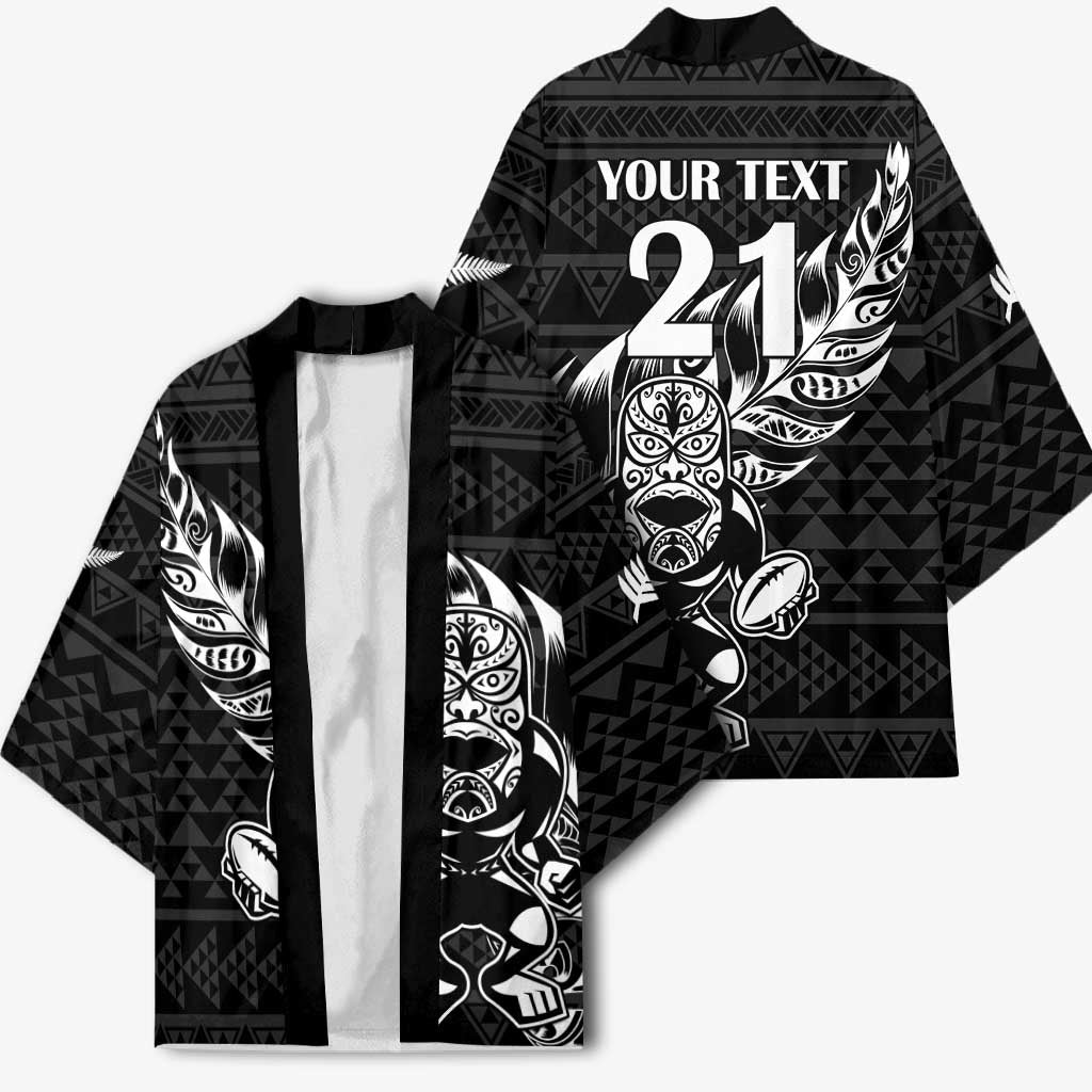 New Zealand Rugby Warrior Custom Kimono Black Fern Taniko Motif - Polynesian Pride