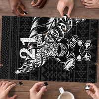New Zealand Rugby Warrior Custom Puzzle Black Fern Taniko Motif - Polynesian Pride
