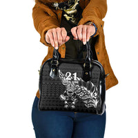 New Zealand Rugby Warrior Custom Shoulder Handbag Black Fern Taniko Motif