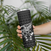 New Zealand Rugby Warrior Custom Skinny Tumbler Black Fern Taniko Motif LT9 - Polynesian Pride