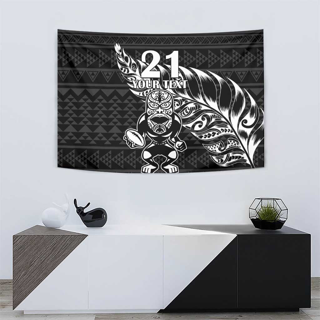 New Zealand Rugby Warrior Custom Tapestry Black Fern Taniko Motif LT9 - Polynesian Pride