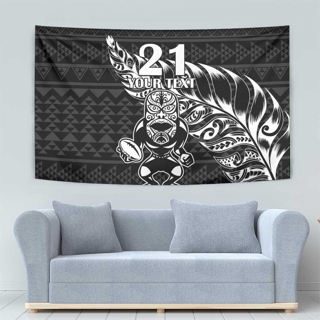 New Zealand Rugby Warrior Custom Tapestry Black Fern Taniko Motif LT9 - Polynesian Pride