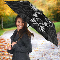 New Zealand Rugby Warrior Custom Umbrella Black Fern Taniko Motif - Polynesian Pride