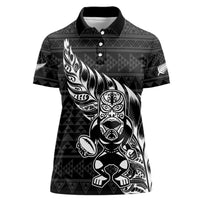 New Zealand Rugby Warrior Custom Women Polo Shirt Black Fern Taniko Motif LT9 Female Black - Polynesian Pride