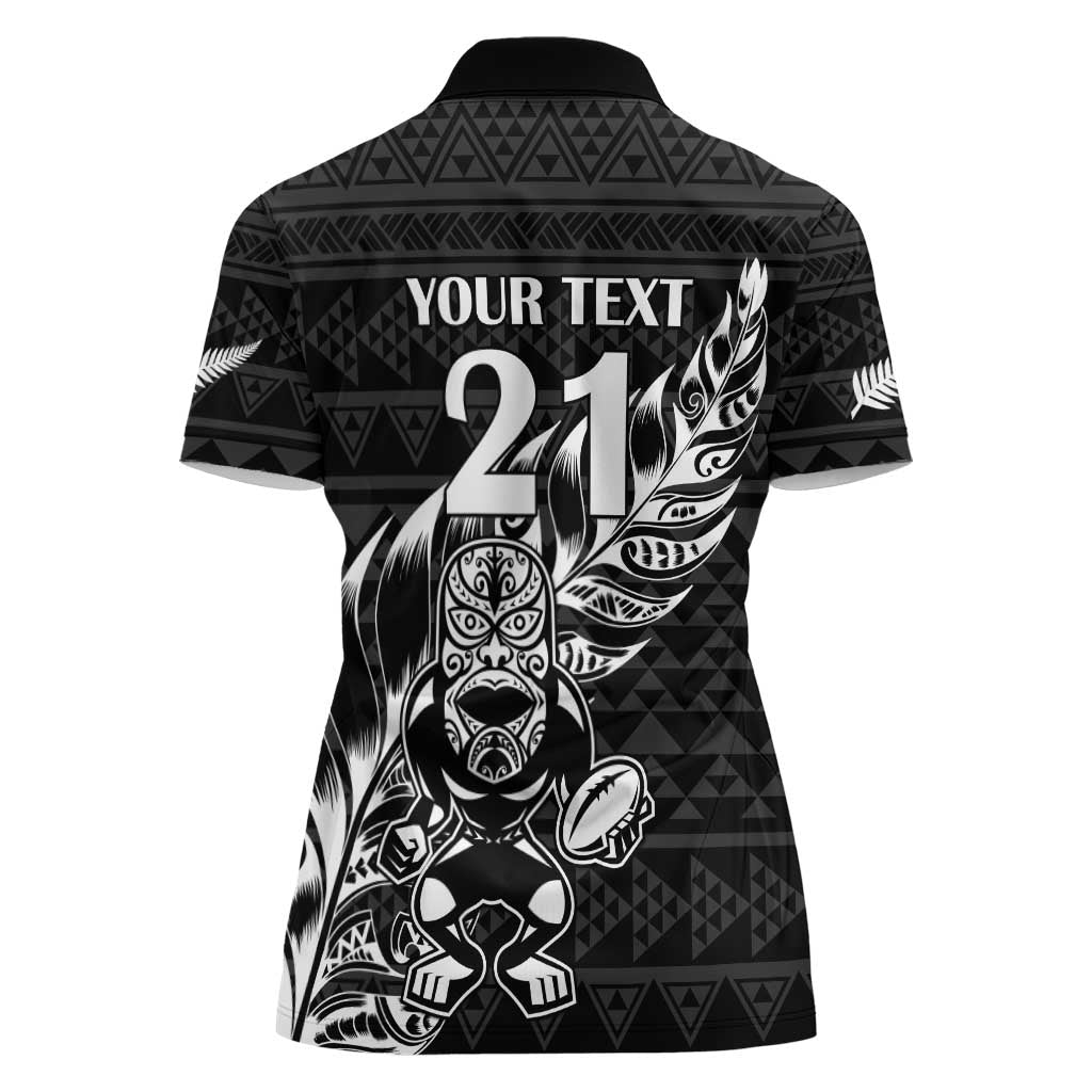 New Zealand Rugby Warrior Custom Women Polo Shirt Black Fern Taniko Motif LT9 - Polynesian Pride