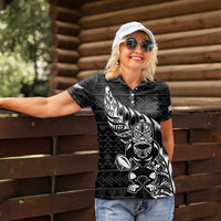 New Zealand Rugby Warrior Custom Women Polo Shirt Black Fern Taniko Motif LT9 - Polynesian Pride