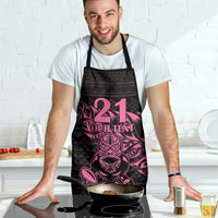 New Zealand Rugby Warrior Custom Apron Pink Fern Taniko Motif - Polynesian Pride