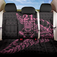 New Zealand Rugby Warrior Custom Back Car Seat Cover Pink Fern Taniko Motif